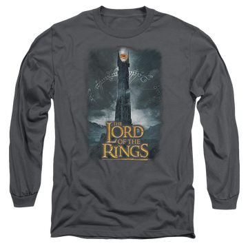 Charcoal men's long sleeve t-shirt with Lord of the Rings Always Watching graphic