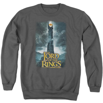 Charcoal men's crewneck sweatshirt with Lord of the Rings Always Watching graphic