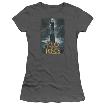 Charcoal juniors t-shirt with Lord of the Rings Always Watching graphic