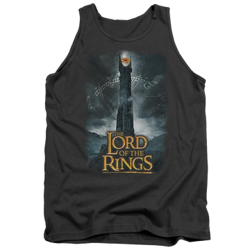 Charcoal men's tank with Lord of the Rings Always Watching graphic
