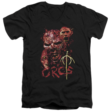 Black men's v-neck t-shirt with Lord of the Rings Orcs graphic