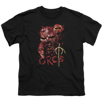 Black youth t-shirt for ages 8 to 12 with Lord of the Rings Orcs graphic