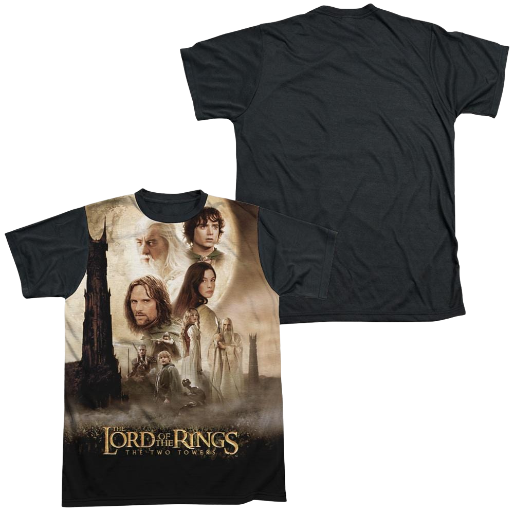 Lord of the Rings Towers Poster Men's Black Back T-Shirt Men's Black Back T-Shirt Lord Of The Rings   