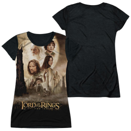 Lord of the Rings Towers Poster Juniors Black Back T-Shirt Juniors Black Back T-Shirt Lord Of The Rings   