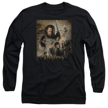 Black men's long sleeve t-shirt with Lord of the Rings Rotk Poster graphic