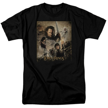Black men's regular fit t-shirt with Lord of the Rings Rotk Poster graphic