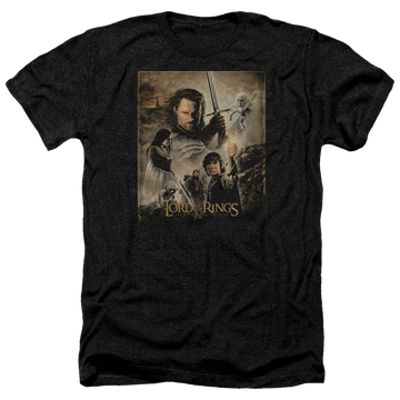 Charcoal men's heather t-shirt with Lord of the Rings Rotk Poster graphic