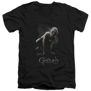 Black men's v-neck t-shirt with Lord of the Rings Gollum graphic