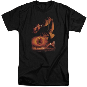 Black men's tall fit t-shirt with Lord of the Rings Destroy The Ring graphic