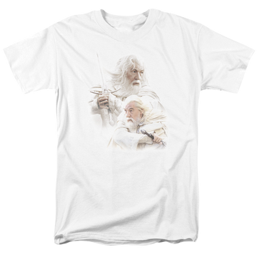 White men's regular fit t-shirt with Lord of the Rings Gandalf The White graphic