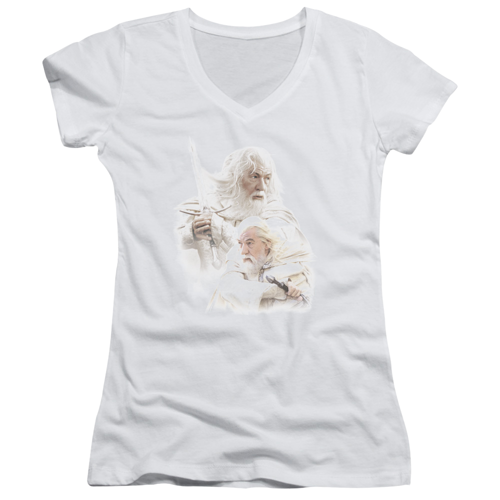 Lord of the Rings Gandalf The White Juniors V-Neck T-Shirt Juniors V-Neck T-Shirt Lord Of The Rings   