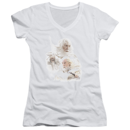 Lord of the Rings Gandalf The White Juniors V-Neck T-Shirt Juniors V-Neck T-Shirt Lord Of The Rings   