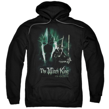 Black pullover hoodie with Lord of the Rings Witch King graphic