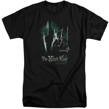 Black men's tall fit t-shirt with Lord of the Rings Witch King graphic