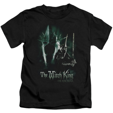 Black kid's t-shirt for ages 4 to 7 with Lord of the Rings Witch King graphic