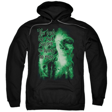 Black pullover hoodie with Lord of the Rings King Of The Dead graphic