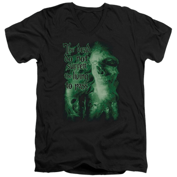 Black men's v-neck t-shirt with Lord of the Rings King Of The Dead graphic