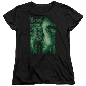 Black women's t-shirt with Lord of the Rings King Of The Dead graphic