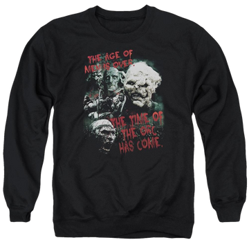 Black men's crewneck sweatshirt with Lord of the Rings Time Of The Orc graphic