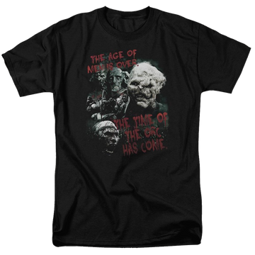 Black men's regular fit t-shirt with Lord of the Rings Time Of The Orc graphic