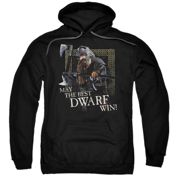 Black pullover hoodie with Lord of the Rings The Best Dwarf graphic