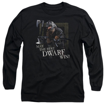 Black men's long sleeve t-shirt with Lord of the Rings The Best Dwarf graphic
