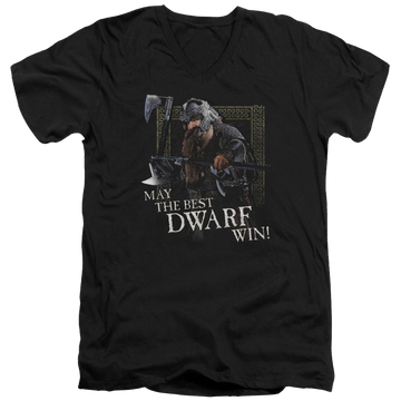 Black men's v-neck t-shirt with Lord of the Rings The Best Dwarf graphic
