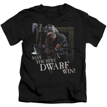 Black kid's t-shirt for ages 4 to 7 with Lord of the Rings The Best Dwarf graphic