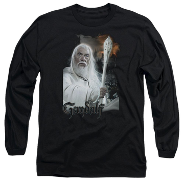 Black men's long sleeve t-shirt with Lord of the Rings Gandalf graphic