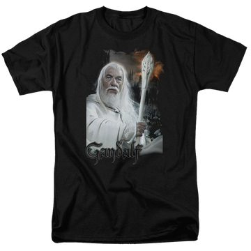Black men's regular fit t-shirt with Lord of the Rings Gandalf graphic