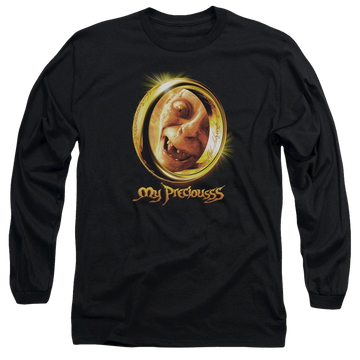 Black men's long sleeve t-shirt with Lord of the Rings My Precious graphic