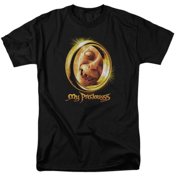 Black men's regular fit t-shirt with Lord of the Rings My Precious graphic
