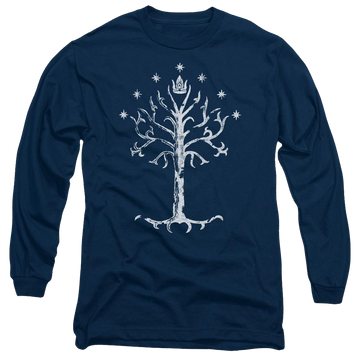 Navy men's long sleeve t-shirt with Lord of the Rings Tree Of Gondor graphic