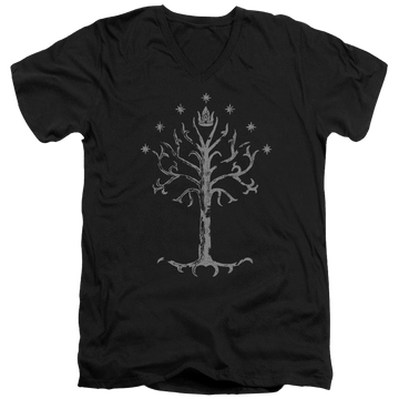 Black men's v-neck t-shirt with Lord of the Rings Tree Of Gondor graphic