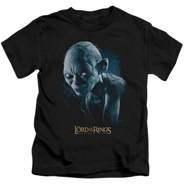 Black kid's t-shirt for ages 4 to 7 with Lord of the Rings Sneaking graphic