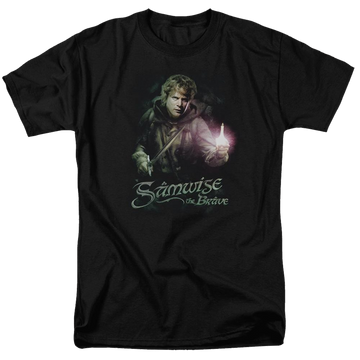 Black men's regular fit t-shirt with Lord of the Rings Samwise The Brave graphic