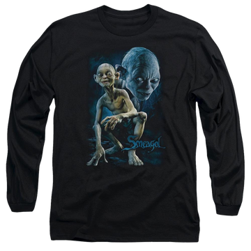 Black men's long sleeve t-shirt with Lord of the Rings Smeagol graphic