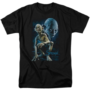 Black men's regular fit t-shirt with Lord of the Rings Smeagol graphic