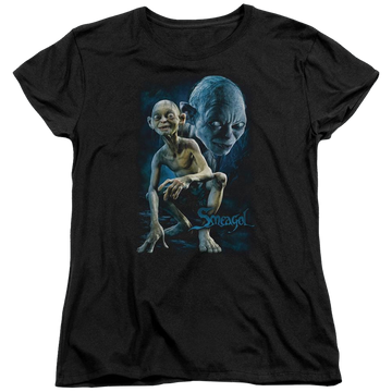 Black women's t-shirt with Lord of the Rings Smeagol graphic