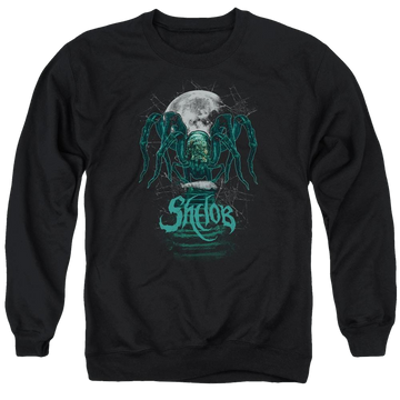 Black men's crewneck sweatshirt with Lord of the Rings Shelob graphic
