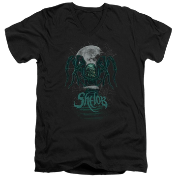 Black men's v-neck t-shirt with Lord of the Rings Shelob graphic