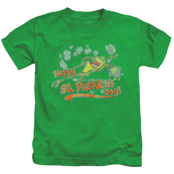 Kelly green kid's t-shirt for ages 4 to 7 with St. Patrick's Day Looney Tunes/Michigan J graphic