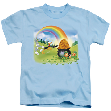 Light blue kid's t-shirt for ages 4 to 7 with St. Patrick's Day Looney Tunes/Mine Mine Mine graphic