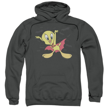 Charcoal pullover hoodie with Looney Tunes Vampire Tweety graphic