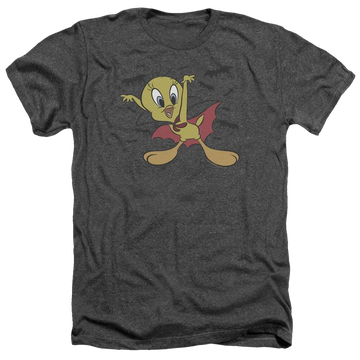 Charcoal men's heather t-shirt with Looney Tunes Vampire Tweety graphic