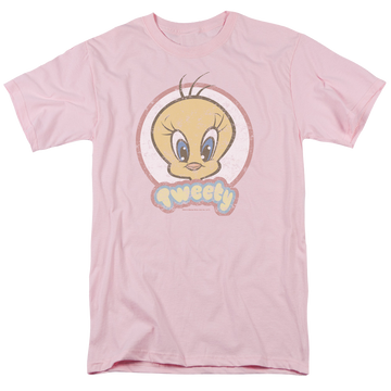 Pink men's regular fit t-shirt with Looney Tunes Retro Tweety graphic