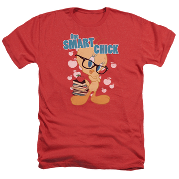 Red men's heather t-shirt with Looney Tunes One Smart Chick graphic