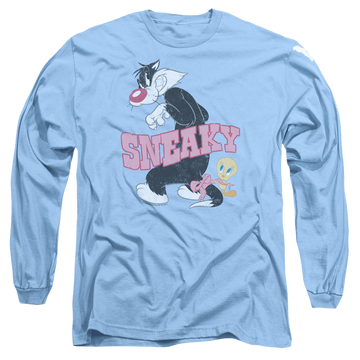 Carolina blue men's long sleeve t-shirt with Looney Tunes Sneaky graphic