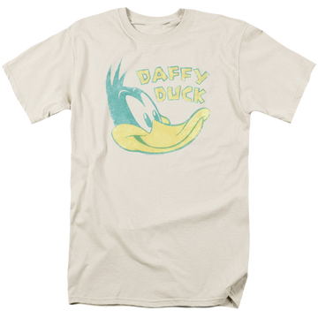 Cream men's regular fit t-shirt with Looney Tunes Daffy Head graphic