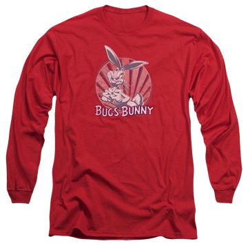 Red men's long sleeve t-shirt with Looney Tunes Wishful Thinking graphic